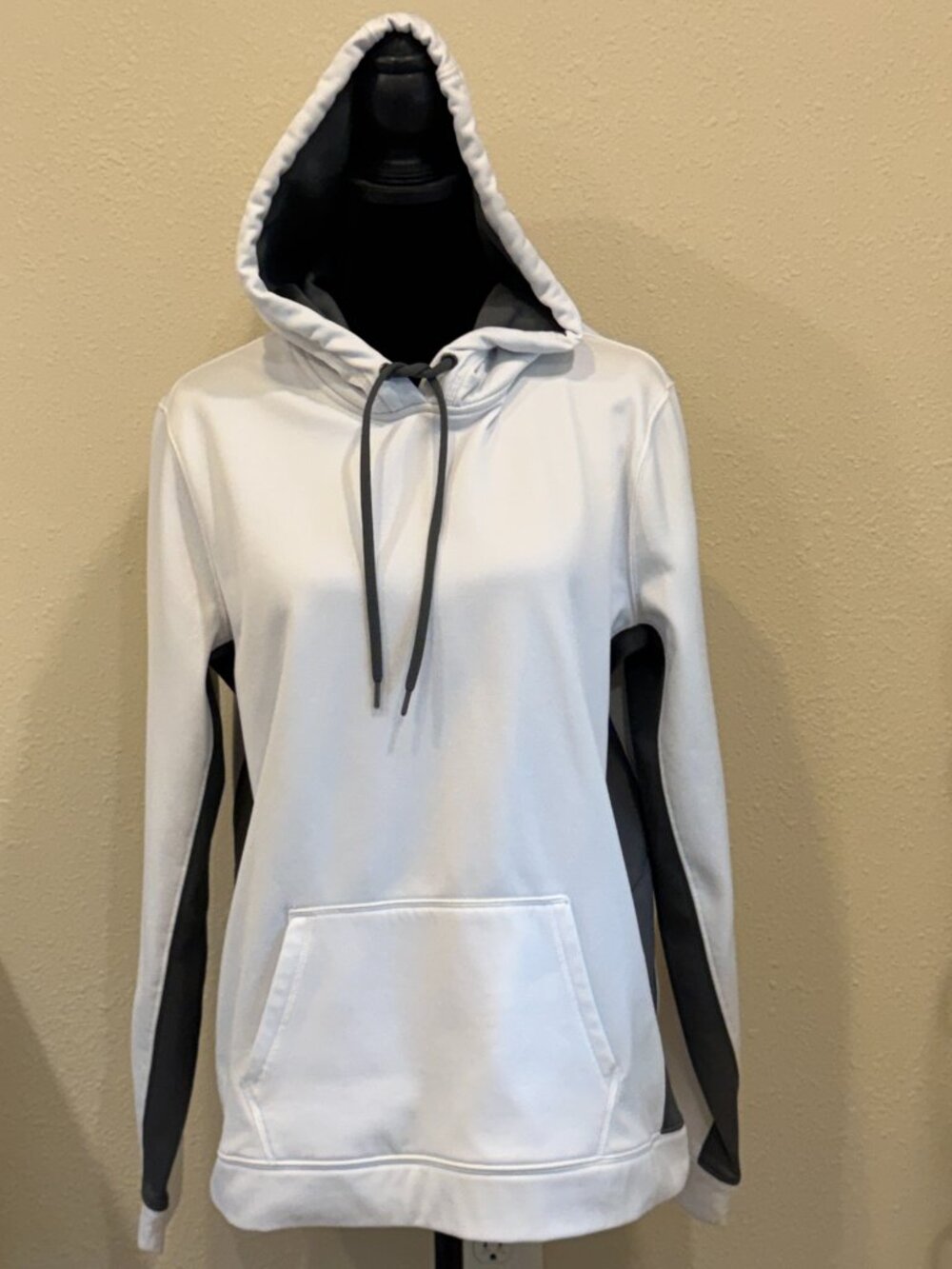 Sport-Tek Women's Sport-Wick Fleece Pullover Hoodie White and Gray Size Large L